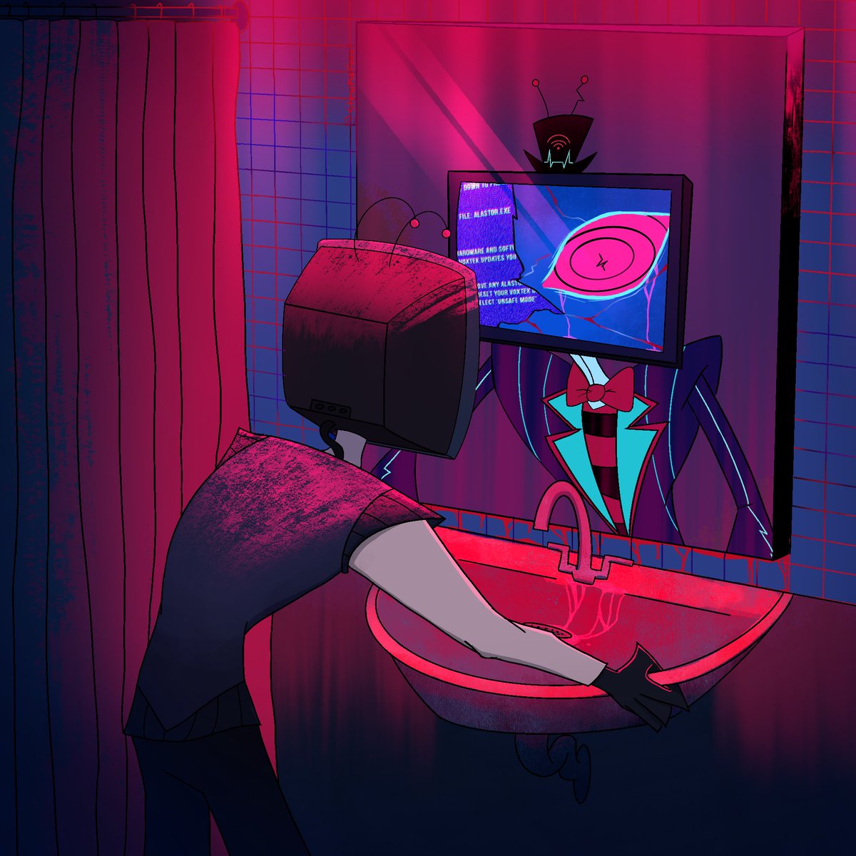 Stewpidfoxx's tweet photo. Brainwash #HazbinHotel #RadioStatic https://t.co/UiLyEZgzJf