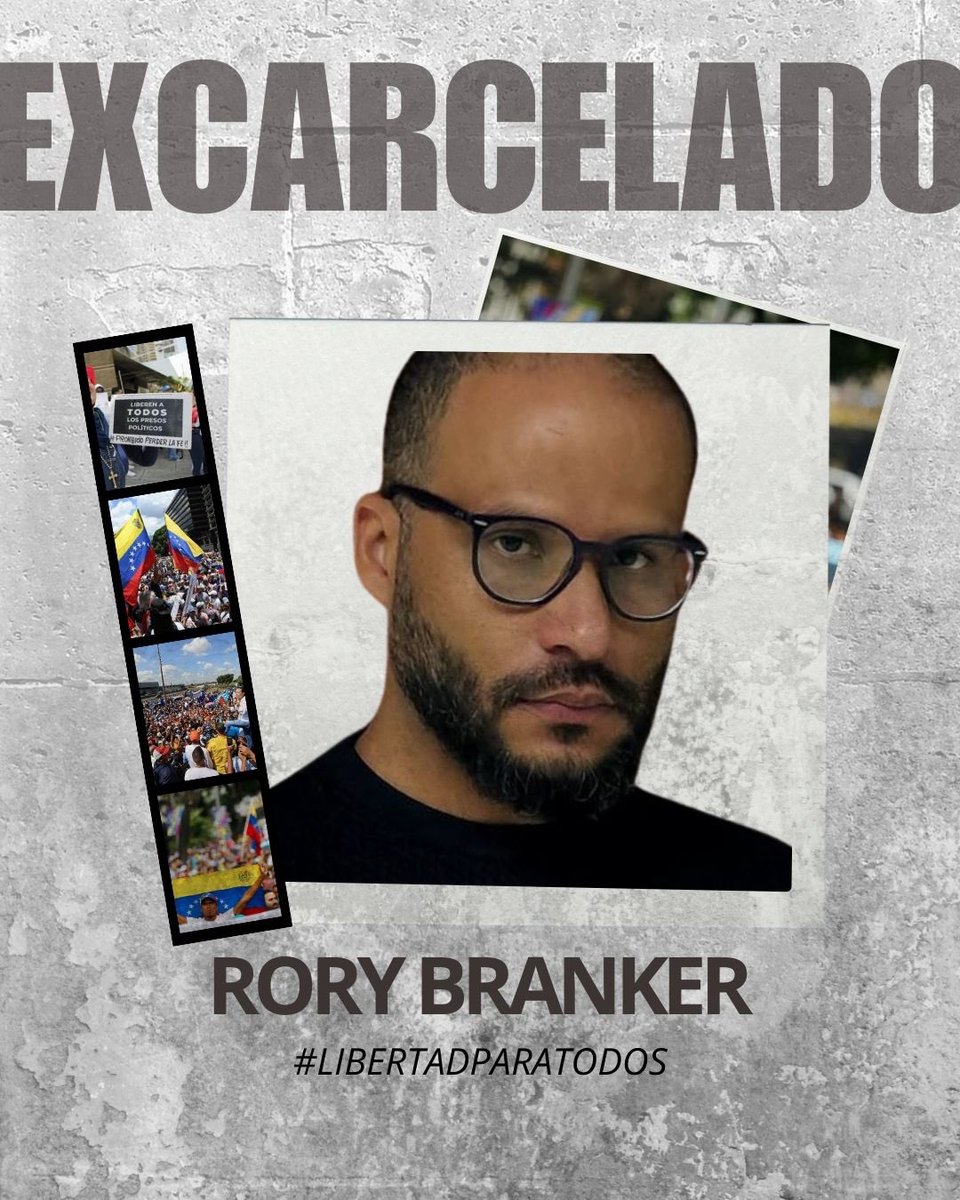 RHelicoide's tweet image. #URGENTE | Hasta el momento podemos confirmar la excarcelación del preso político: 

Rory Branker. 

Las excarcelaciones parciales no son un favor.
Son una obligación del Estado frente a crímenes que nunca debieron ocurrir.

Es importante recalcar que en Venezuela la cifra de…