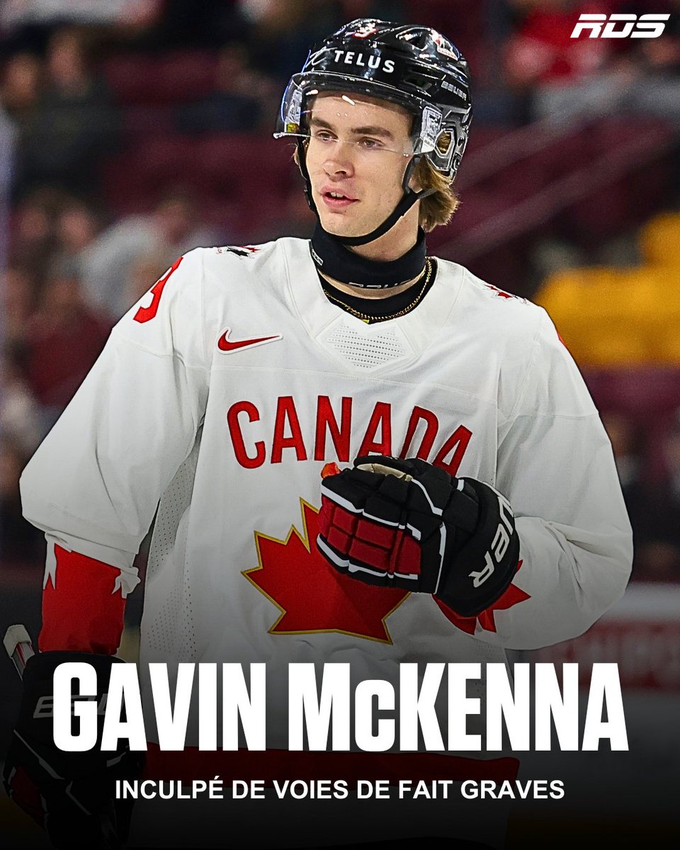 RDSca's tweet photo. Gavin McKenna fait face à des accusations de voies de fait graves, ainsi qu’à deux infractions sommaires. Il aurait fracturé la mâchoire d’une personne dont l’identité n’a pas été divulguée.

S’il est reconnu coupable, McKenna s’expose à une peine maximale de 20 ans d’emprisonnement pour l’accusation criminelle de voies de fait graves.