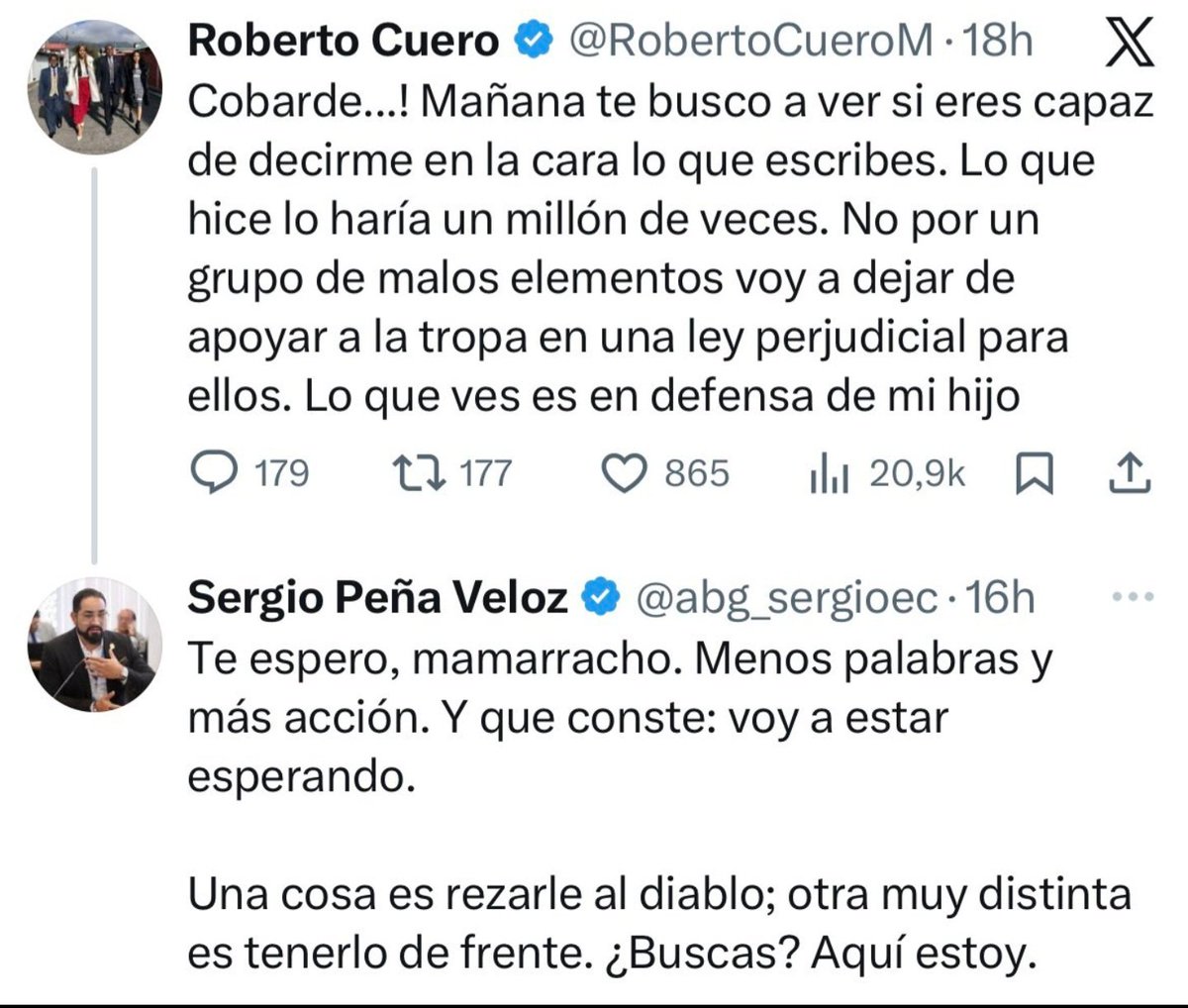 Cuero va a ir con la esposa.
Peña con los "malos militares" puteados.