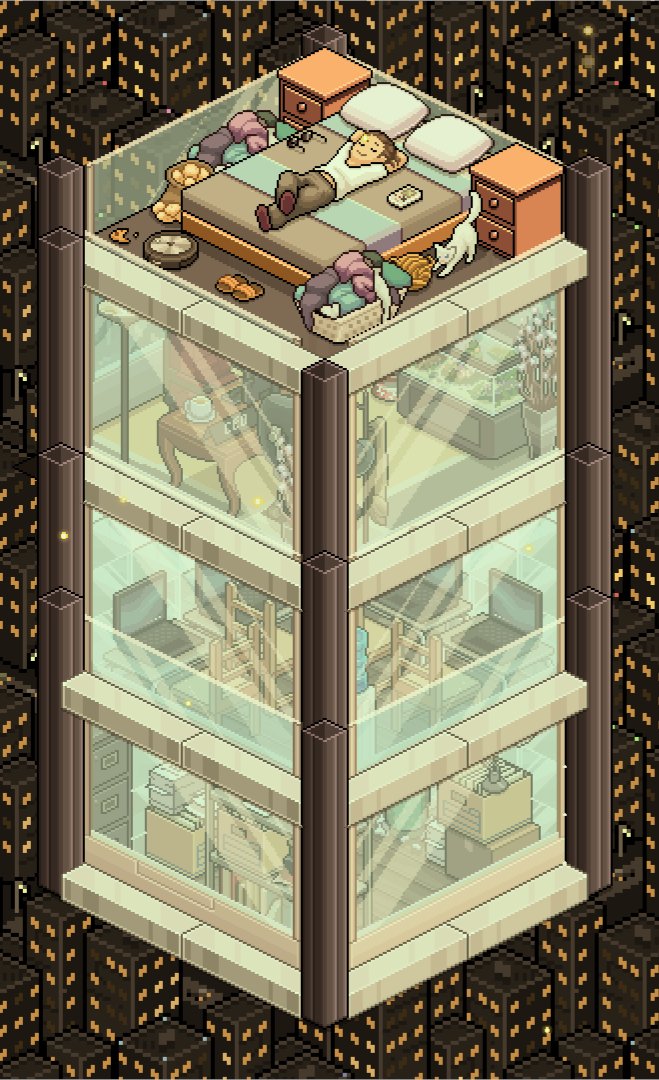 IGNisJithi's tweet photo. High-rise at night 🌃@Outerminds 
---
Jithi
---
This #ShareMyTuberRoom features a four (FOUR) story section of a downtown high-rise Building. This is the first time I've built a 4 story structure in #TuberSimulator and I think it turned out pretty cool... 😎😴 https://t.co/m72zKPhc19