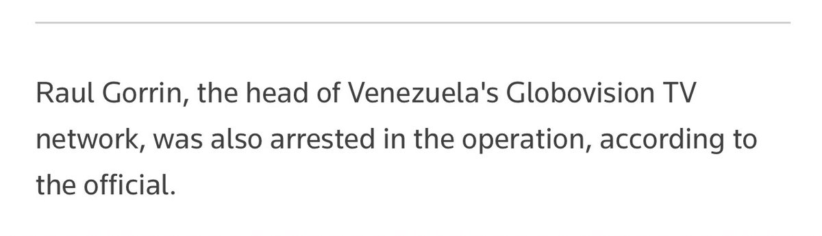 #URGENTE | Funcionario de EEUU le confirma a Reuters que Raúl Gorrín también fue detenido en el operativo en conjunto con el régimen de Delcy Rodríguez.