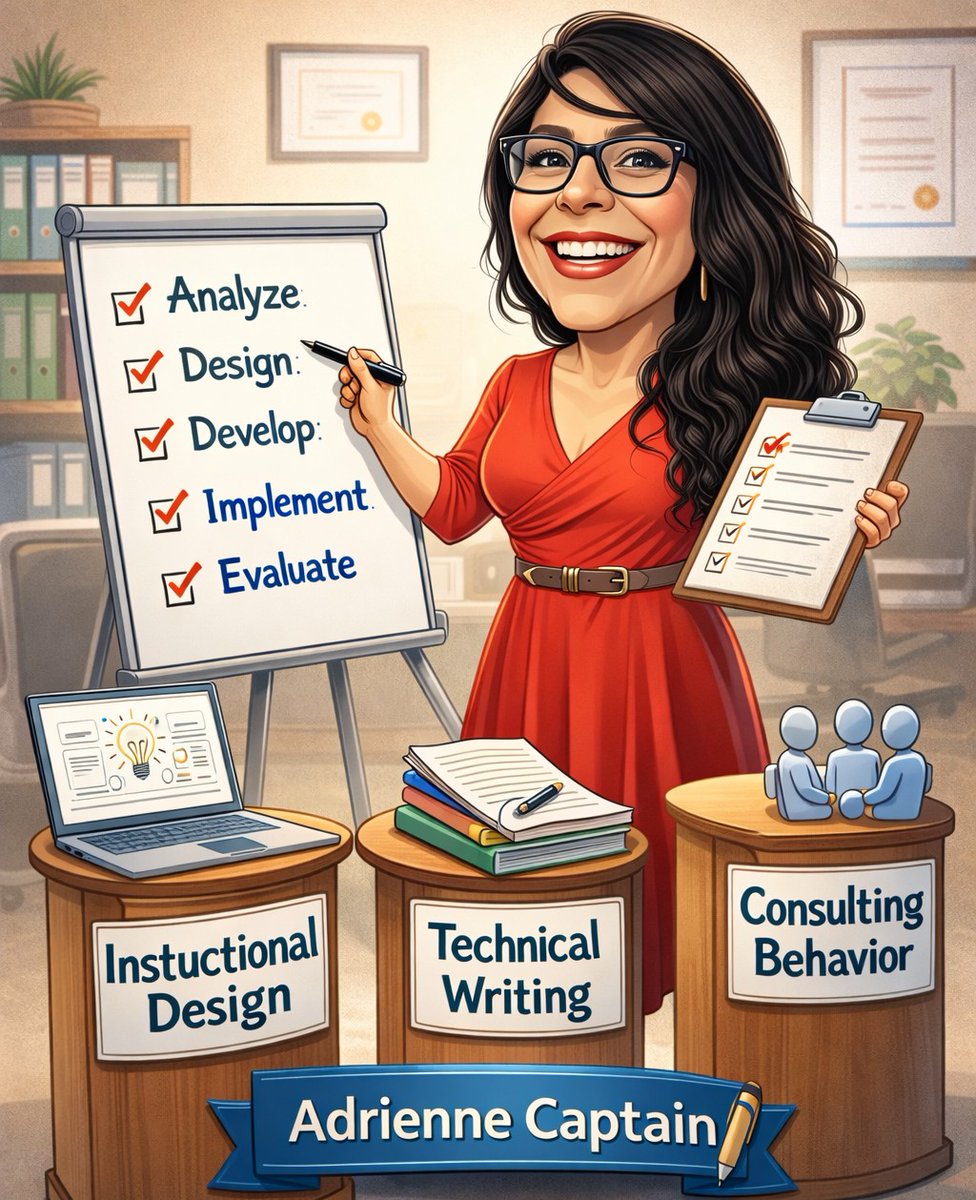 AdrienneCaptain's tweet photo. Hello X! I did the ChatGPT caricature trend.  I have uploaded a recent image of me into ChatGPT, and this was the result.  This was fun. Share your results in the comments.

#ChatGPT #Trends #Training #OrgDev #Writing #HR #IT #Consulting #InstructionalDesign #Technology #Careers https://t.co/Uh0RAz92aM