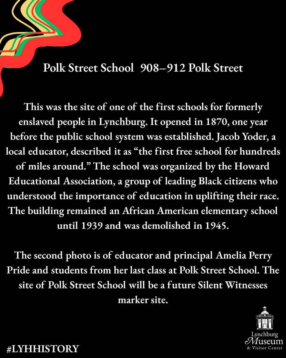 LburgMuse's tweet photo. Every Wednesday this month, we will be highlighting and celebrating local Black History throughout the years.

Today we are highlighting Polk Street School, formerly located at 908-912 Polk Street. https://t.co/d52S97u96D