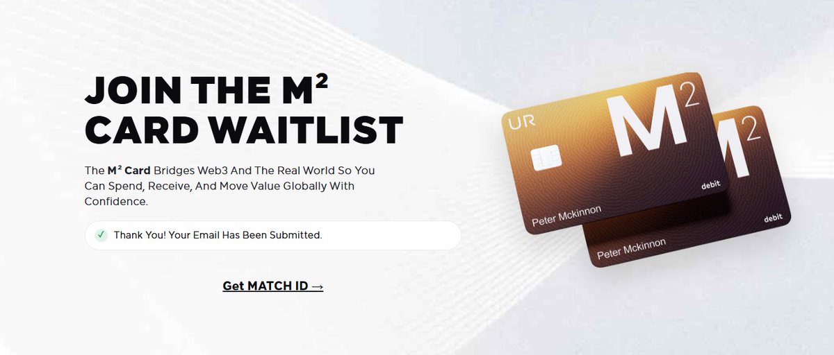 captainjackJN's tweet photo. Just applied for the @matchain_io M² Card 💳.
A new way to connect Web3 with real-world payments.
Join the waitlist to know all the details about the card: https://t.co/sOUsB3rrox
Are you excited for this card?
Join the waitlist and stay updated 👀
#Matchain #Web3Payments #MAT