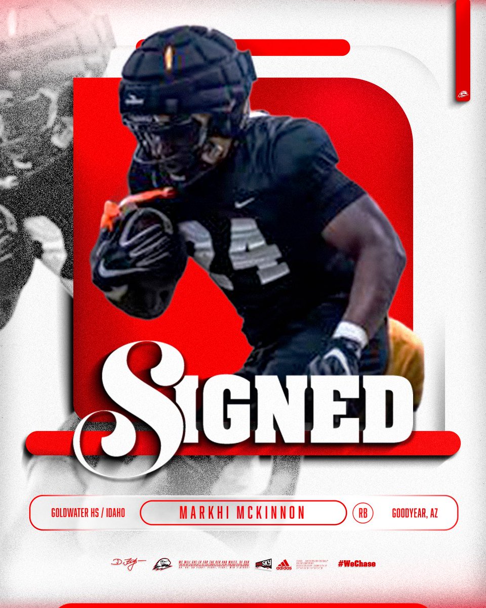 SUUFB_'s tweet photo. Welcome to Southern Utah Football, @MarkhiMckinnon ✍️ 

#WeChase ⚡️ #TBirdNation ⚡️ #RaiseTheHammer https://t.co/xJCRhBHaOj