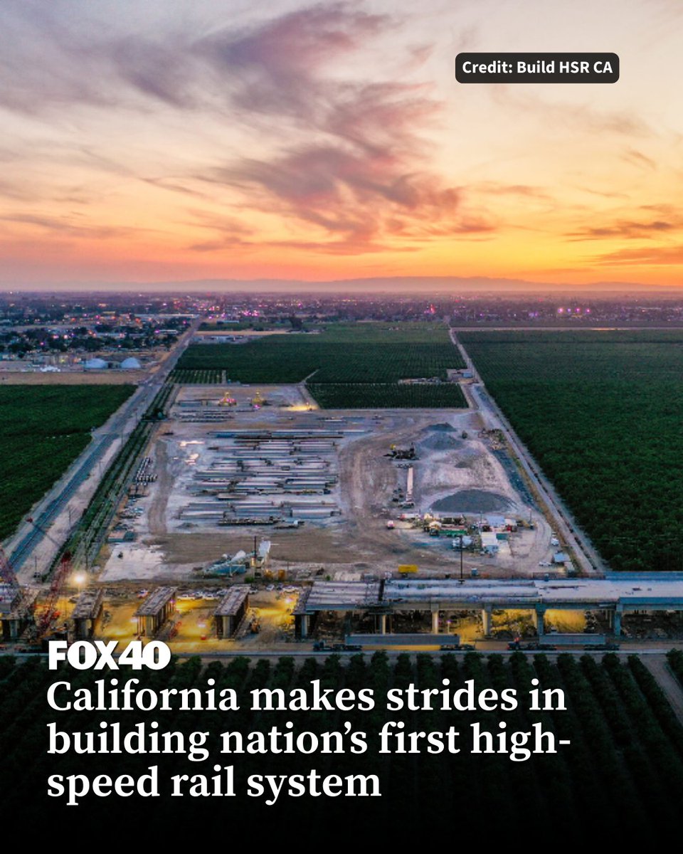FOX40's tweet image. 463 miles of the 494-mile San Francisco to Los Angeles/Anaheim system are fully environmentally cleared and also ready for construction.

fox40.com/news/californi…