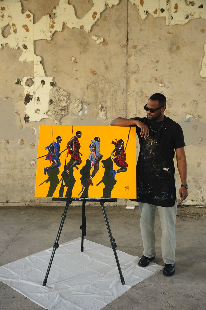 Grandmasterkels's tweet photo. Completed my first major painting of the year titled “The Jumping Dance” It’s performed by the Maasai people of Kenya. They usually perform during traditional ceremonies showing their strength and agility. Let me know what you guys think of this painting! 🙏🏽 https://t.co/CAHz6oHqlb