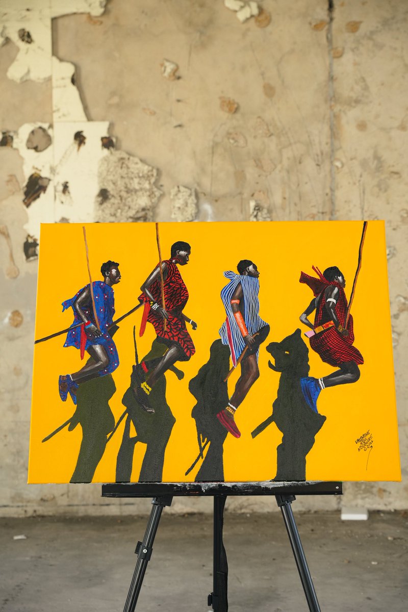 Grandmasterkels's tweet photo. Completed my first major painting of the year titled “The Jumping Dance” It’s performed by the Maasai people of Kenya. They usually perform during traditional ceremonies showing their strength and agility. Let me know what you guys think of this painting! 🙏🏽 https://t.co/CAHz6oHqlb