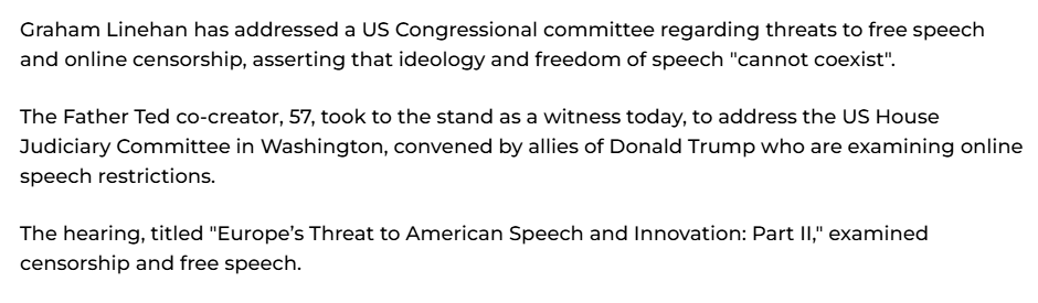 Linehan is testifying that "(gender) ideology &amp; freedom of speech cannot coexist".
Graham you can't say you want freedom of speech but testify that there's certain speech you don't want to exist.
Your brain is entirely filled with worms.