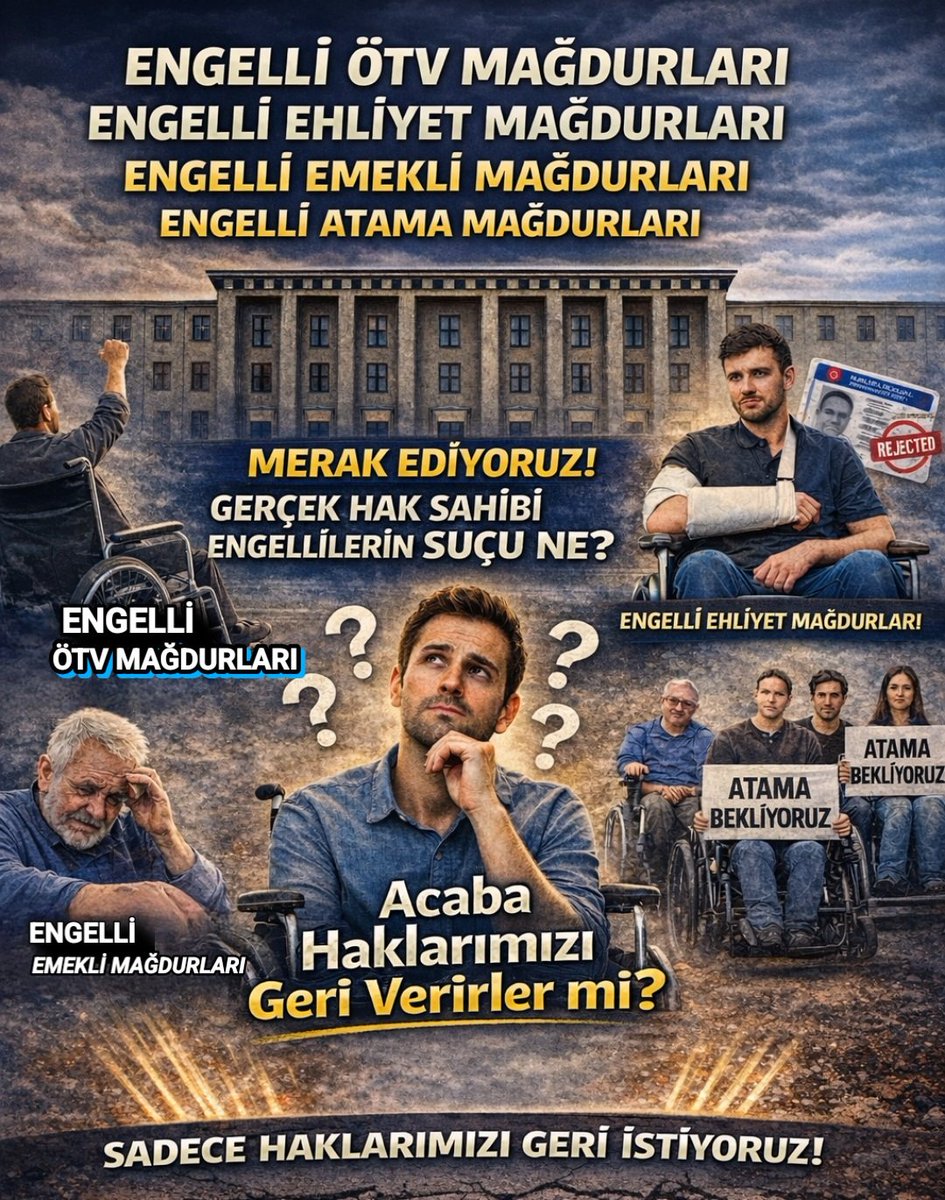 HA GAYRET.. OLACAK İNŞALLAH SUSMAYIN.DURMAYIN. MÜCADELE EDİN. <a href="/aylinyaman_/">Dr. Aylin Yaman</a> <a href="/boyrazsukru/">şükrü boyraz</a> <a href="/EhatDer/">ENGELLİ HAKLARI VE ADALET TOPLULUĞU DERNEĞİ</a> <a href="/gergerliogluof/">Ömer Faruk Gergerlioğlu</a> <a href="/mehmet_kiziltas/">Mehmet KIZILTAŞ🇹🇷</a> <a href="/mertb0606/">Emrecan</a> <a href="/yasadikca_com/">Engelli Haberleri</a> <a href="/kasapoglu/">Dr. Mehmet Kasapoğlu</a> <a href="/jsarieroglu/">Jülide Sarıeroğlu 🇹🇷</a> <a href="/BKocamaz33/">Burhanettin Kocamaz</a> <a href="/dbdevletbahceli/">Devlet Bahçeli</a> <a href="/MA_FatihErbakan/">Fatih Erbakan</a> 
<a href="/AYMBASKANLIGI/">Anayasa Mahkemesi</a> <a href="/TSKonfederasyon/">Türkiye Sakatlar Konfederasyonu</a> <a href="/EngellilerKonf/">Engelliler Konfederasyonu</a>