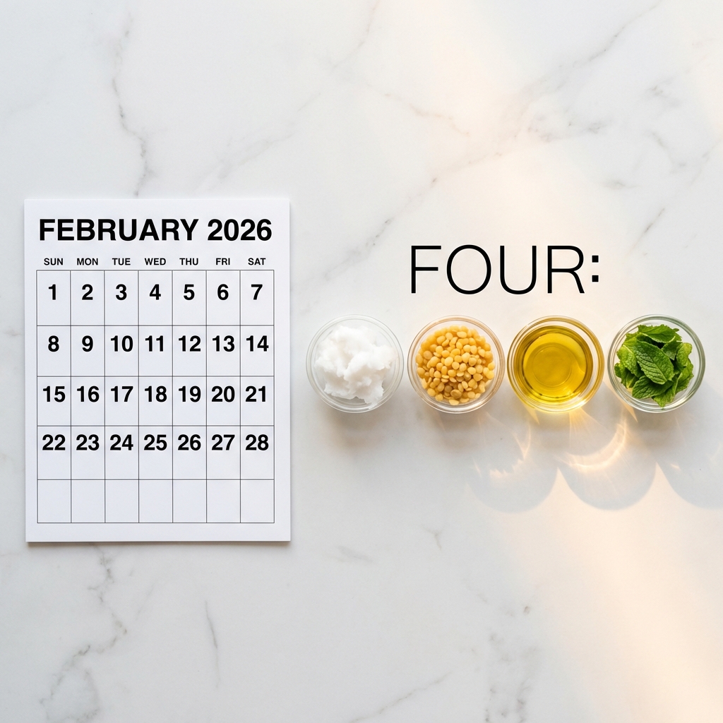 The perfect month doesn't exist...  

February 2026: Exactly 4 weeks. Sunday to Saturday. Flawless.  

FOUR: Lip Balm: Exactly 4 organic ingredients. Start to finish. Flawless.  

Some things just work when you keep it simple.