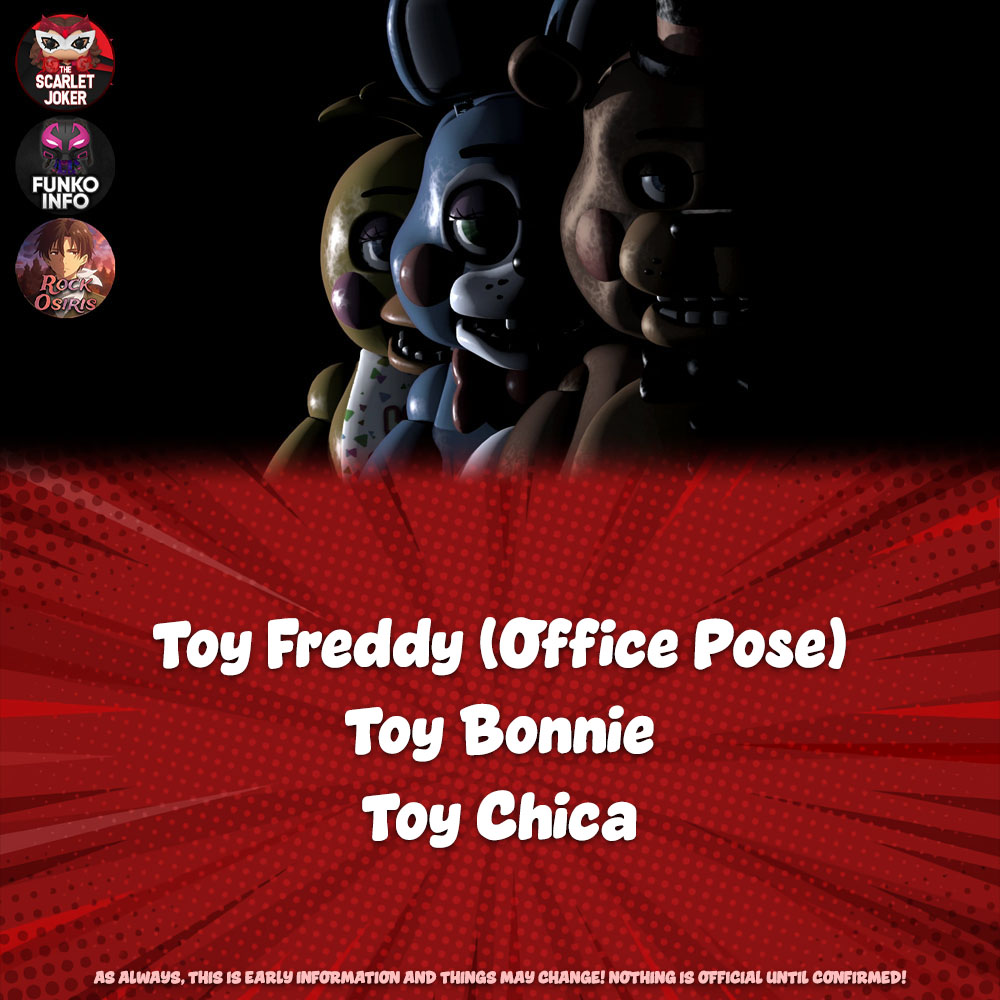 New Funko Pops from Five Nights at Freddy's 2 are expected later this Fall, featuring a remake of Toy Freddy and (FINALLY) the debut of Toy Bonnie and Toy Chica!
Stay tuned for more information!
#FiveNightsAtFreddys #FNAF #Funko #FunkoPop