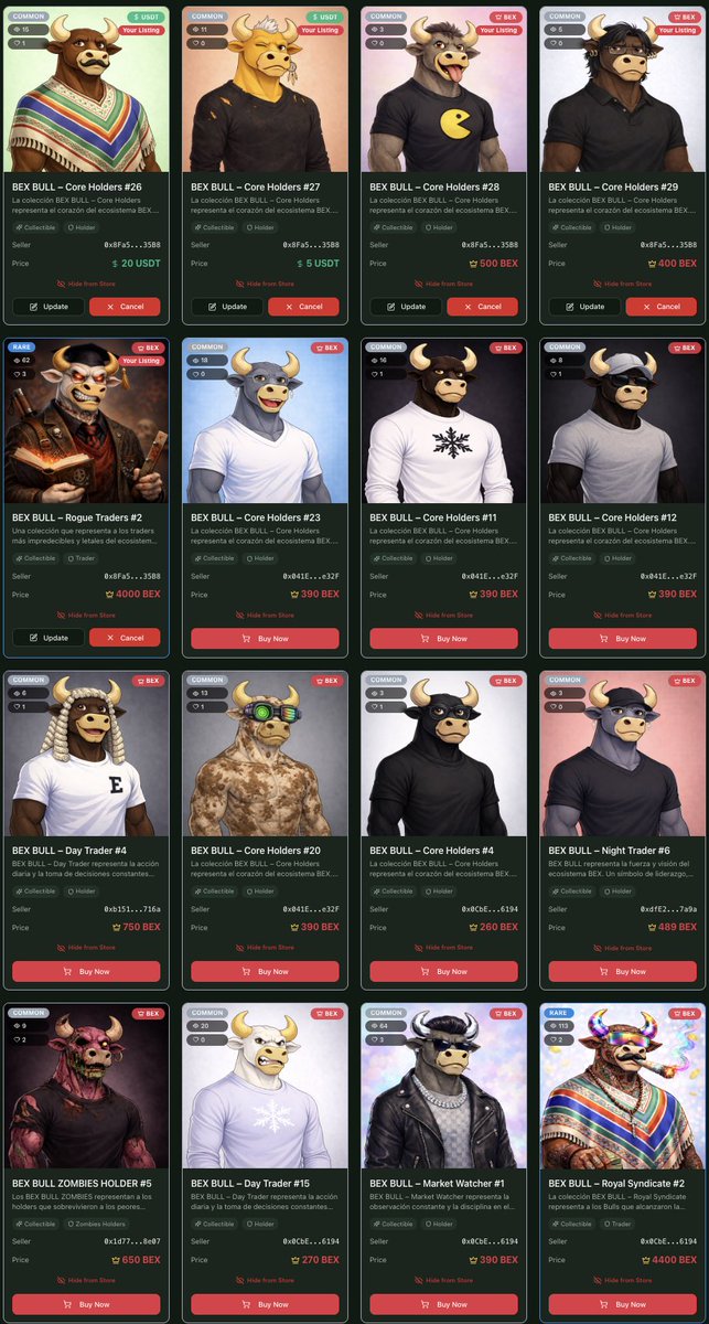 bexecosystem.es/nft/storev2

Compra y vende tus NFT
La primera colección de BEX ya disponible en tienda