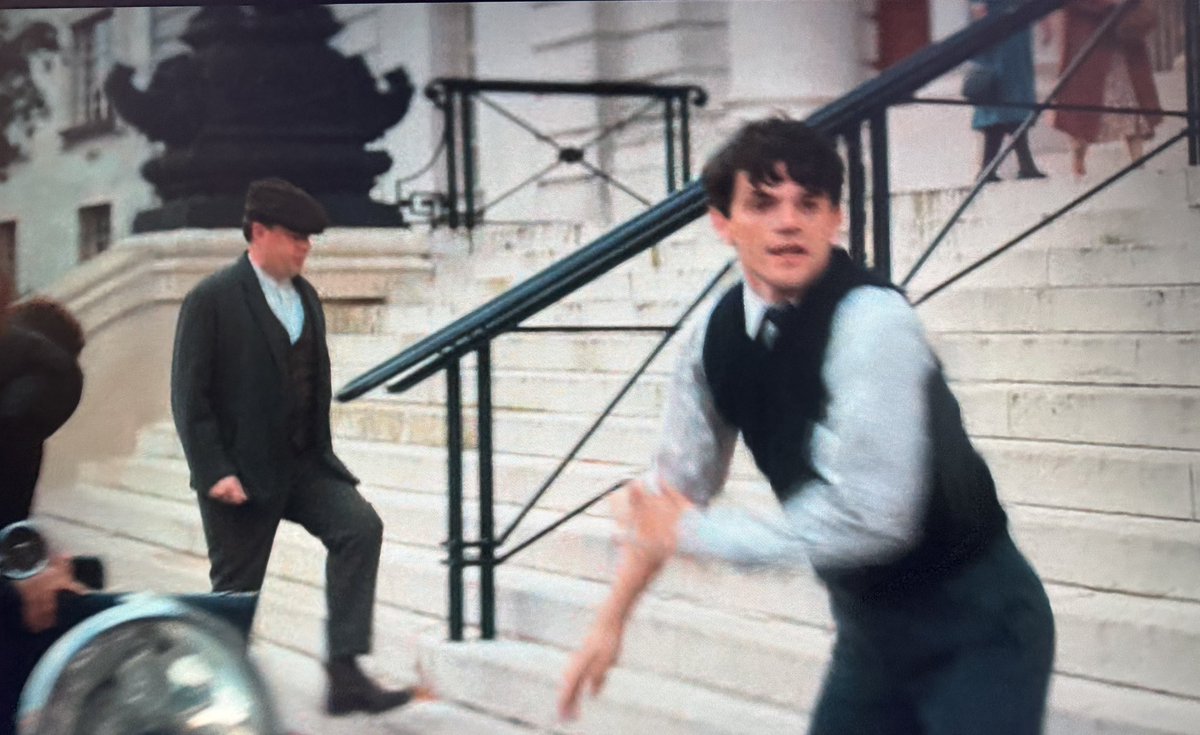 ILovesTheDiff's tweet photo. Fun to spot Cardiff’s crown court (masquerading as a provincial town’s train station) and City Hall’s clock tower make fleeting cameos in the third episode of Netflix’s enjoyable Agatha Christie caper, #SevenDials. https://t.co/bX0AodVkWp