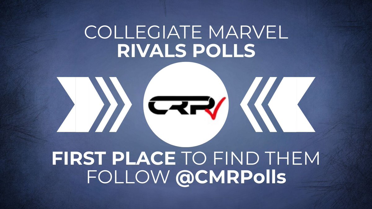 CRNesports_'s tweet photo. Starting next week @CMRPolls will be posting the Collegiate Marvel Rivals Polls on Tuesday at 11:00 AM CST
Follow to be the first to see next weeks polls!
We thank them for our partnership to bring attention to both the polls and podcast ๐ https://t.co/ROYozFBXW6