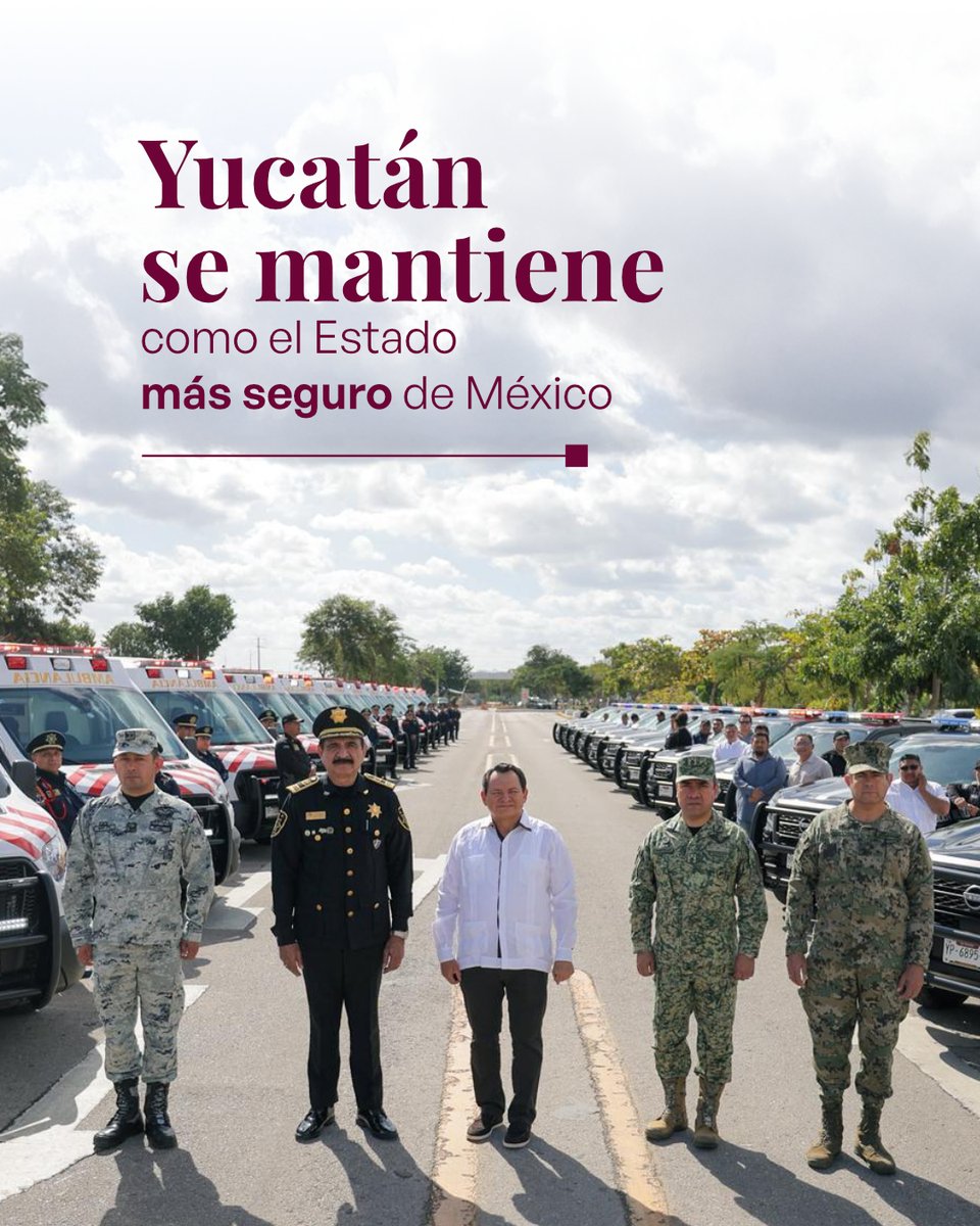 huachodiazmena's tweet photo. YUCATÁN SE MANTIENE COMO EL ESTADO MÁS SEGURO DE MÉXICO. 💪

Seguiremos cuidando la paz con prevención, inteligencia y trabajo conjunto para proteger a las familias yucatecas. https://t.co/FXaGOFTJGj