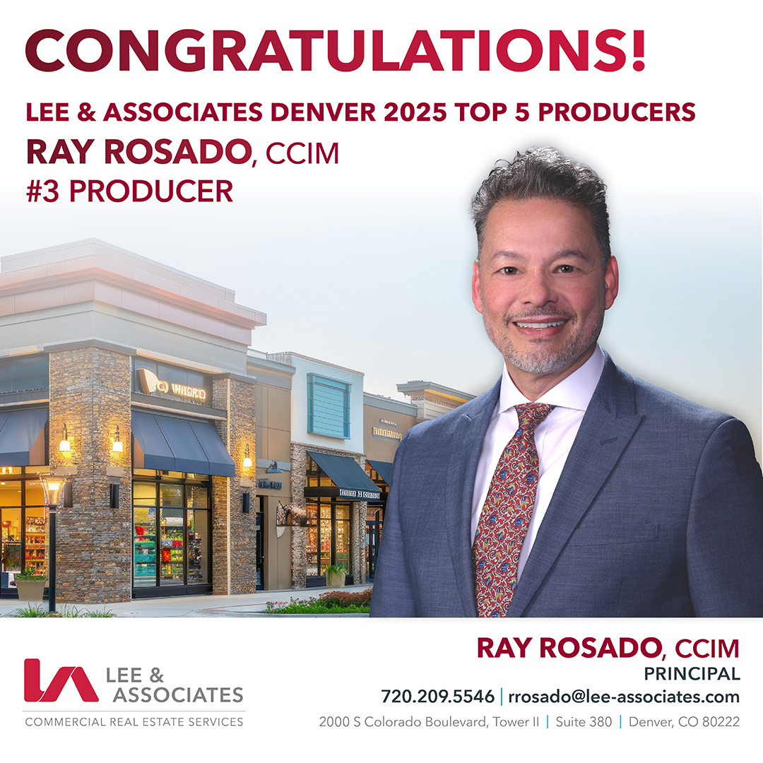 _LeeDenver's tweet photo. Top Producer🏆 
Congratulations Ray Rosado, 2025 Top Producer at Lee &amp; Associates Denver! Thank you for setting the standard for excellence! 
#Top5 #CRE #LeeDenver #LeeAssociates

@RayRosadoCRE https://t.co/9DidzdXnmW