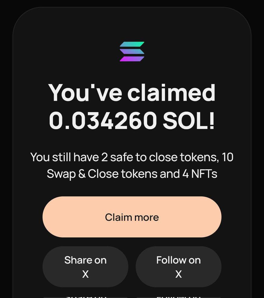 Claim your $SOL fees back!

⚡️ How to:
1️⃣ Go to GetMySol  👉 getmysol.online/?ref=1R3EE5C1
2️⃣ Connect your wallet
3️⃣ Claim your fees 💰

🔁 Retweet this post

#Solana #SOL #POL #Crypto #Airdrop #GetMySol