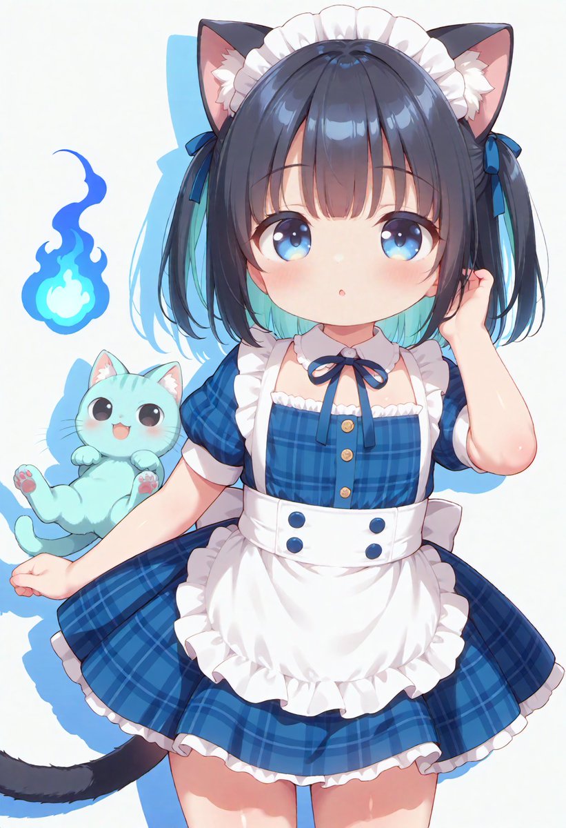 蒼水猫ちゃん model:lemonsugarmix_v2 SFW anime art. A girl with