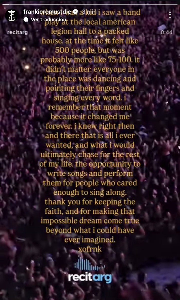 FRANK SUBIÓ A SU HISTORIA EL POGO DE HELENA POR DIOS A CHUPARLA LOCO SOMOS EL MEJOR PÚBLICO DEL MUNDO, TANTO QUE LO HIZO EMOCIONARSE Y DEDICAR ESTAS PALABRAS.

TE AMO GORDO POR SIEMPRE PARA SIEMPRE