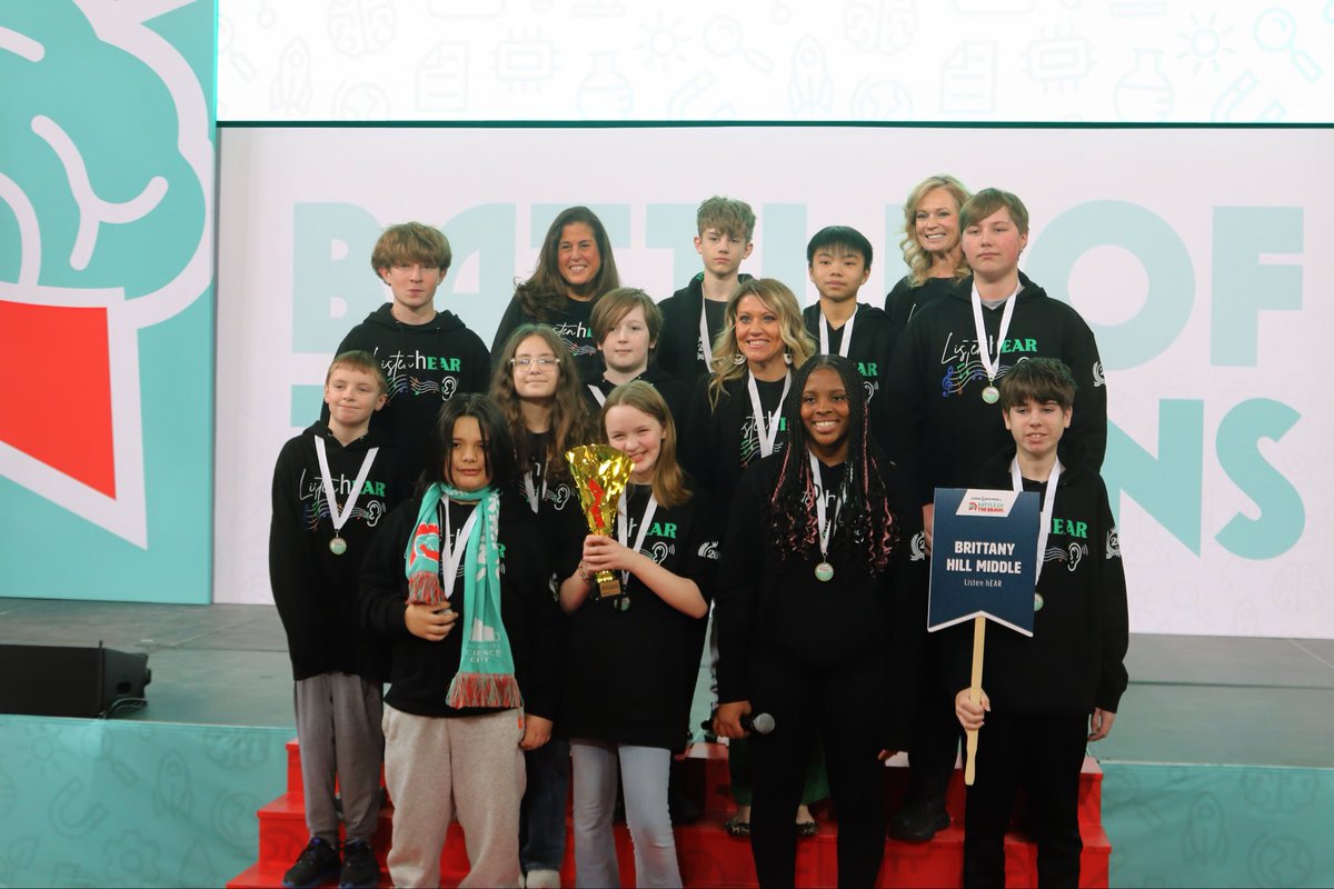 BSSDnews's tweet photo. Congratulations to students from Blue Springs South High School and Brittany Hill Middle School for being selected as Top 20 Finalists in the Burns & McDonnell Battle of the Brains! Both teams were celebrated during the award ceremony at Union Station. 

Mr. Ryan Messick's class from BSSHS submitted a proposal titled "Going Nuclear." The goal of the exhibit is to transform public perception about nuclear energy. 

Mrs. Dana Bower's class from BHMS submitted a proposal titled "Listen hEAR." The project turns curiosity into discovery by amplifying the joy of exploration through the science of sound.

The competition included 710 ideas from schools across the greater Kansas City region. 

#WeAreBSSD