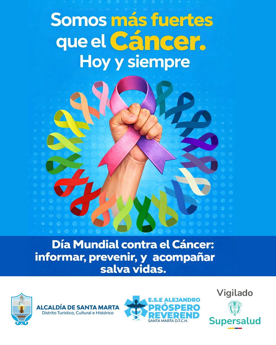 Hoy nos unimos por la vida.
En el Día Mundial contra el Cáncer, fortalecemos la prevención, la detección oportuna y el acompañamiento a quienes más lo necesitan. Juntos somos más fuertes. 🎗️
#NosUneLaSalud
