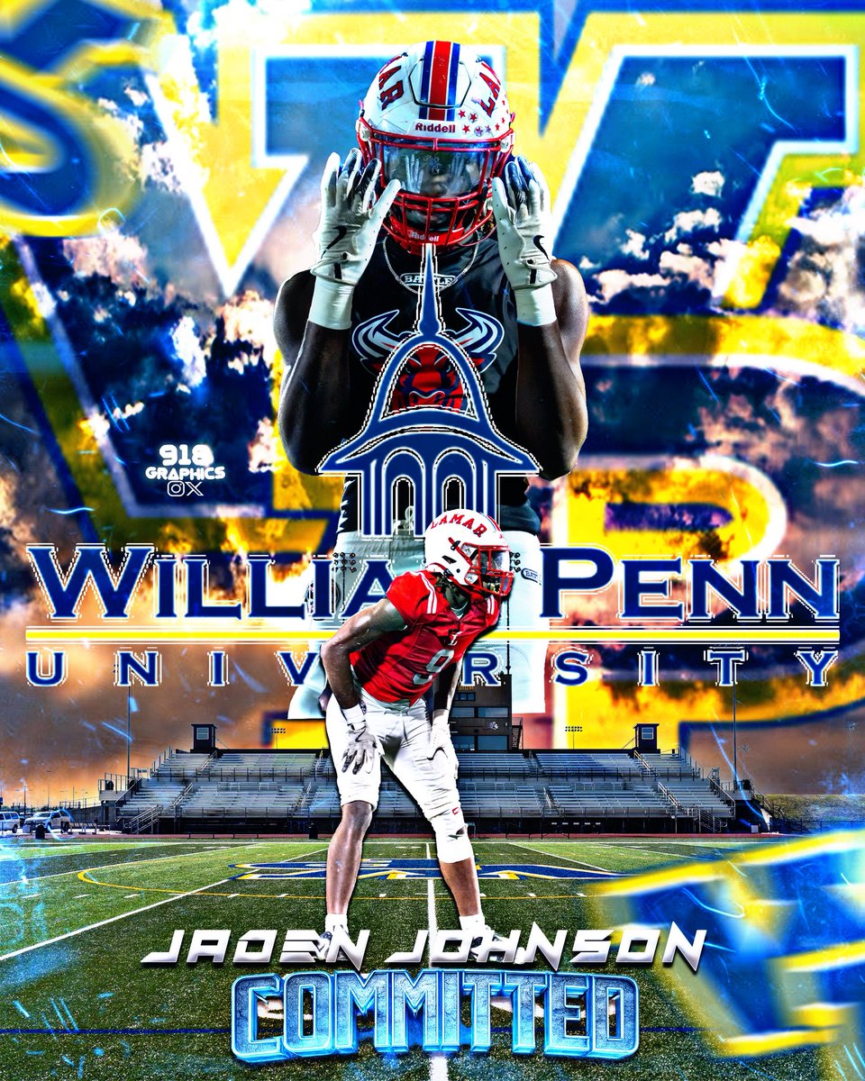 JadenJohnson215's tweet photo. Blessed to finally commit and be able to play football after high school and want to thank my family for everything I will be taking my talents to William Penn university.
@CoachC3Neal @coachmlindsey @RecruitLamar @LamarTexansFB
@CoachByers34 @CoachBenavidez #AGRG https://t.co/IEV3e1yCk0