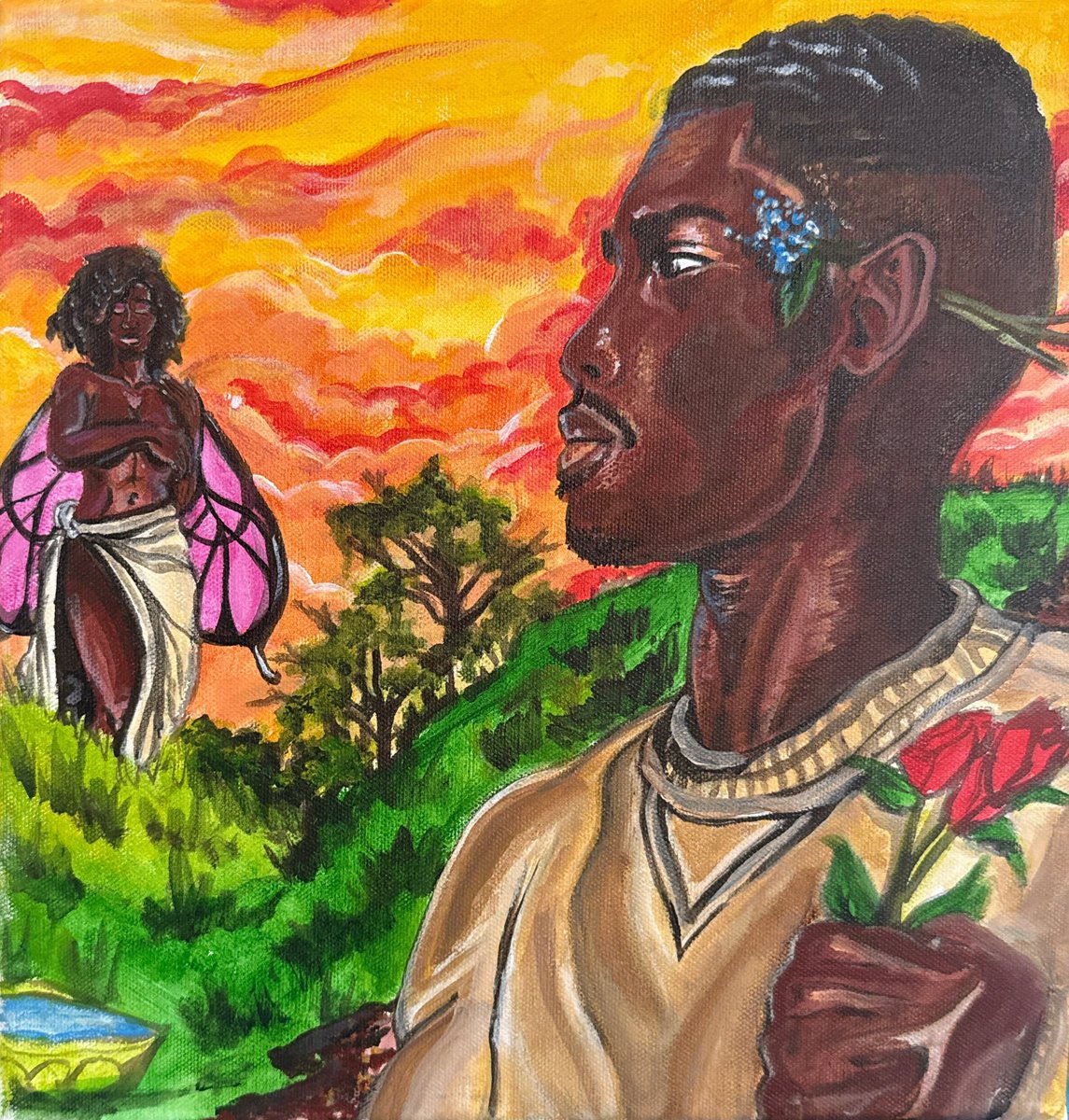 KingClaudeCo's tweet photo. Still a work in progress but I’ll call this one “heat: black fairy world, I had fun making this at a artist paint party… #blackart #art #kingclaudecollections #blackfaeday🧚🏾‍♀️ https://t.co/6baEn3poAz
