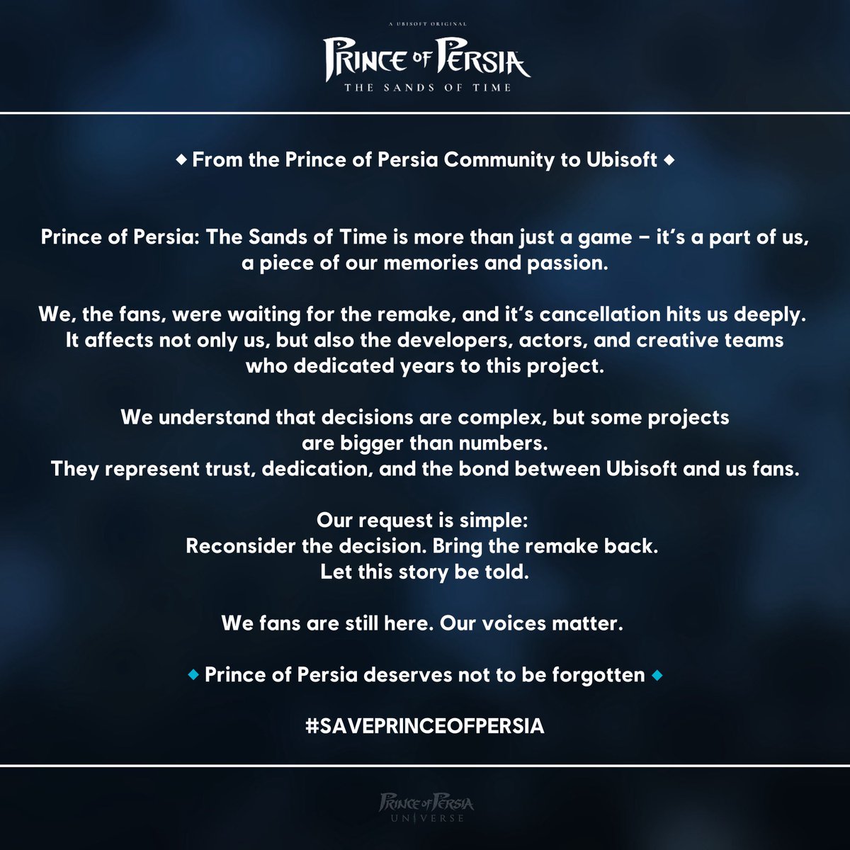 popuniversee's tweet photo. #SAVEPRINCEOFPERSIA https://t.co/31rduEBGzI