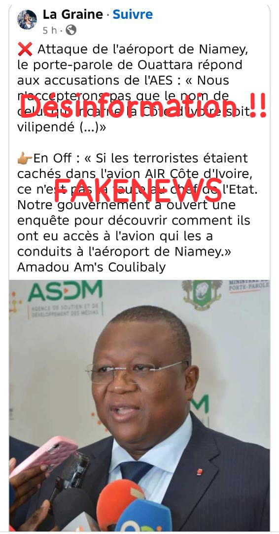 Quand les comptes du clan Gbagbo collaborent avec l'aes pour mener de la désinformation. C'est incroyable ce degré de haine contre son pays juste pour le pouvoir !