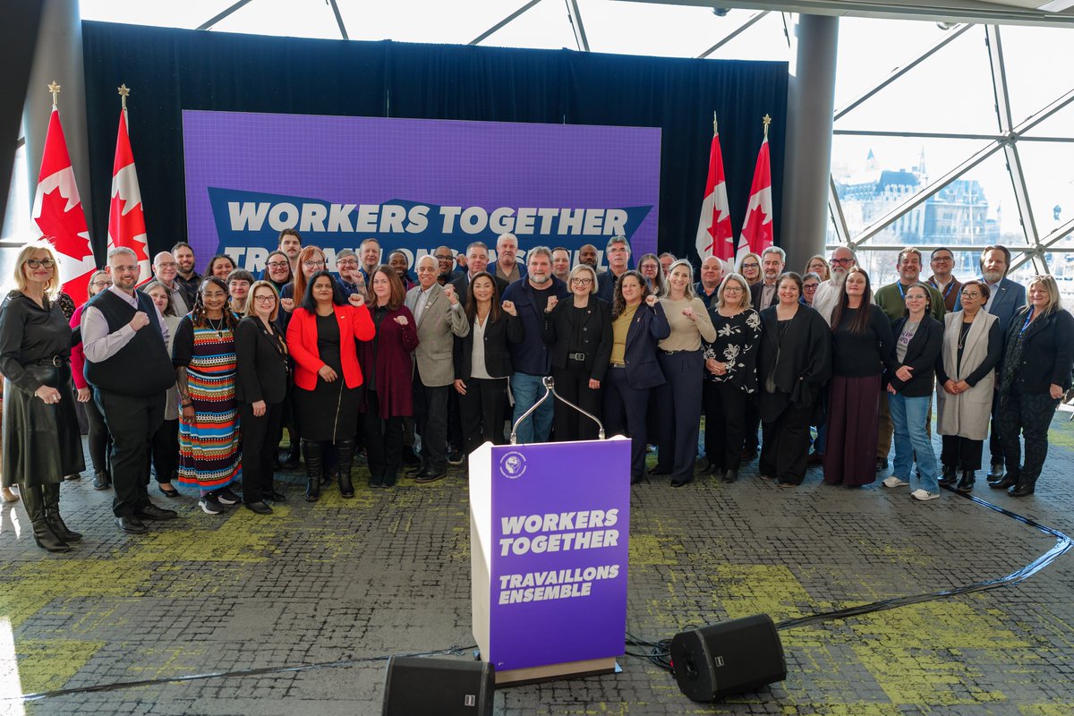 “We must develop strong industrial strategies with workers at the table. We can reconcile the needs of working people with a vision for a strong, resilient, competitive &amp; caring Canada,” says <a href="/Lanampayne/">Lana Payne 🇨🇦🇨🇦🇨🇦</a> as Canada’s labour leaders demand worker-centred economic policies. #canlab