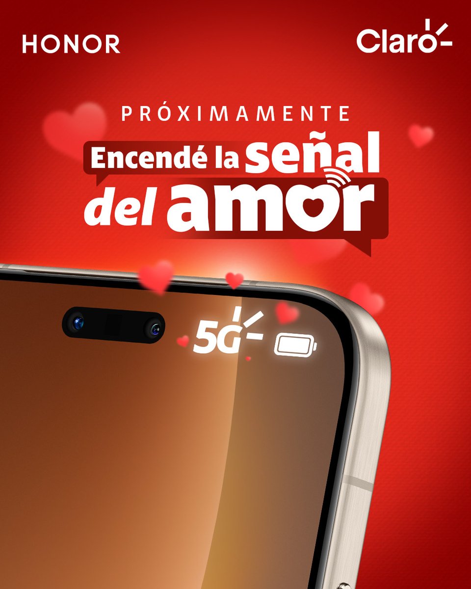¡Encendé la señal del amor con lo último en tecnología! ⚡❤️

Muy pronto traeremos una sorpresa para que disfrutés de la mejor red 5G del país. 🚀

¿Estás listo para el siguiente paso?
¡Mantenete atento a nuestras redes!

#Claro #Honor #5G #CostaRica