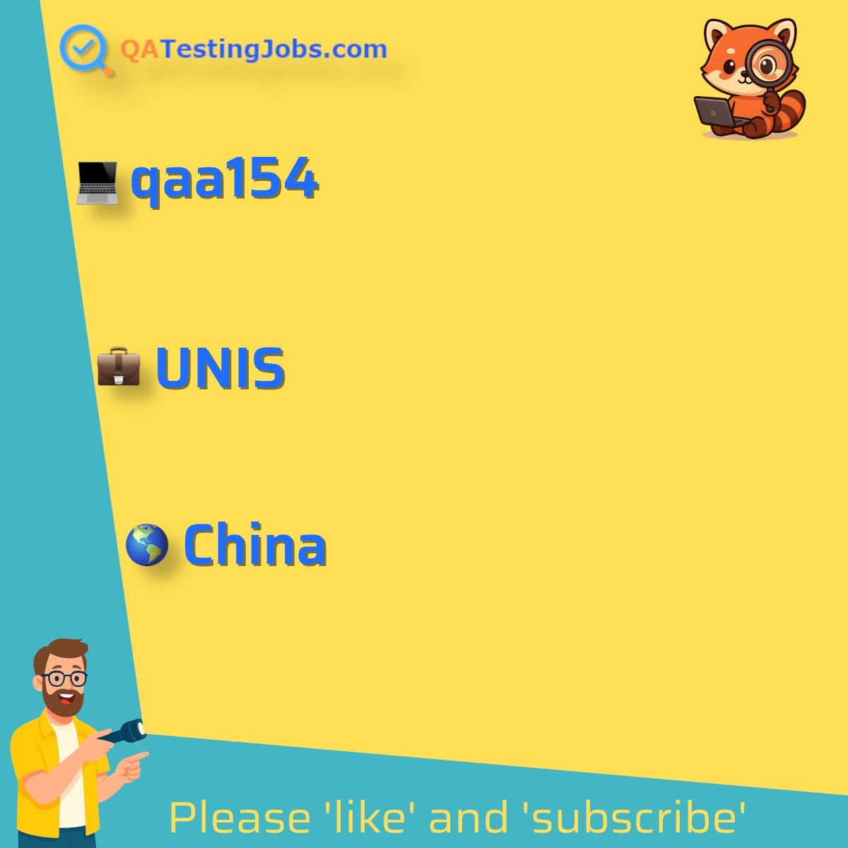 QATestingJobs's tweet photo. Title: qaa154
Company: UNIS
Country: China
City: Dongwenquan
Employment Type: contract
Location: remote
Remote/Onsite: remote
Visa Support: 
Link: https://t.co/6sVkGFGW4W
#angular #backendintegration #cicd #css #csspreprocessing #emergingtechnologies #frontendframeworks #html #javascript #multilocation #react #uxuidesign #versioncontrol #vue #webaccessibility #webperformanceoptimization #softwaretesting #jobs #qualityassurance #software #testing #tester #testlead #automation #test #engineer #ai #selenium #playwright