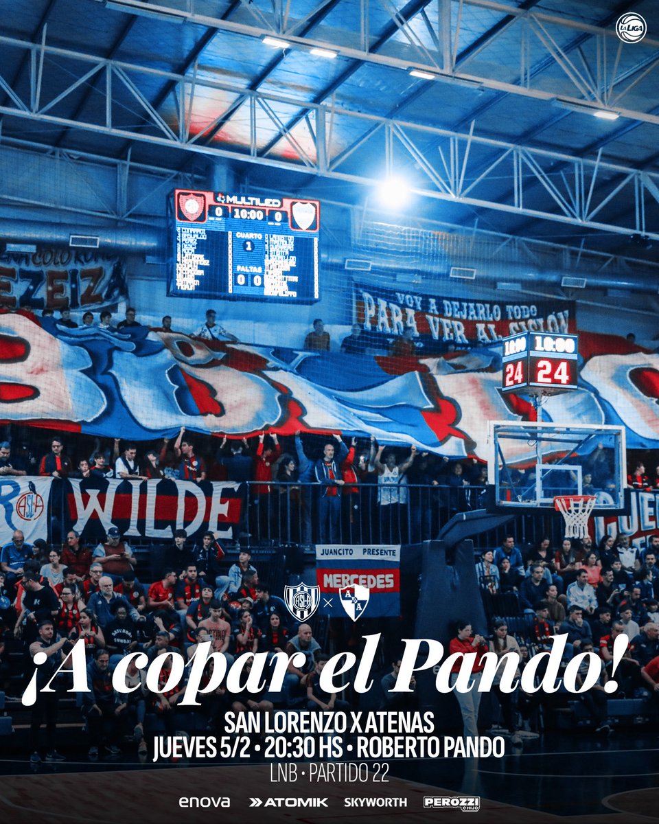 ¡Que el Poli sea una fiesta! 

¡Mañana a las 20:30, San Lorenzo recibe a Atenas en un partido clave!

✅ ABONADOS/AS: Ingresan con el QR descargado desde ADN SAN LORENZO.

✅ VENTA PRESENCIAL: jueves desde las 18:30 en el Pando.

¡No podes faltar! 🫵🏼