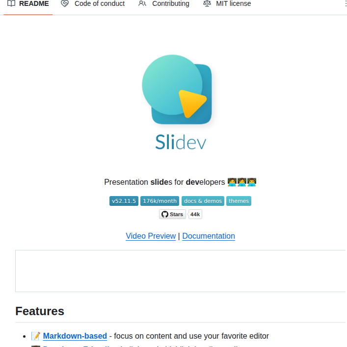 Markdown presentation slides for developers

github.com/slidevjs/slidev