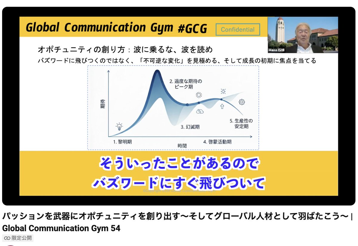 オポチュニティの創り方についても石井先生にご解説いただいております！GCG年会員の方は、事務局からのメールをご覧ください。ぜひもう一度、素晴らしいご講演をご覧ください＾＾