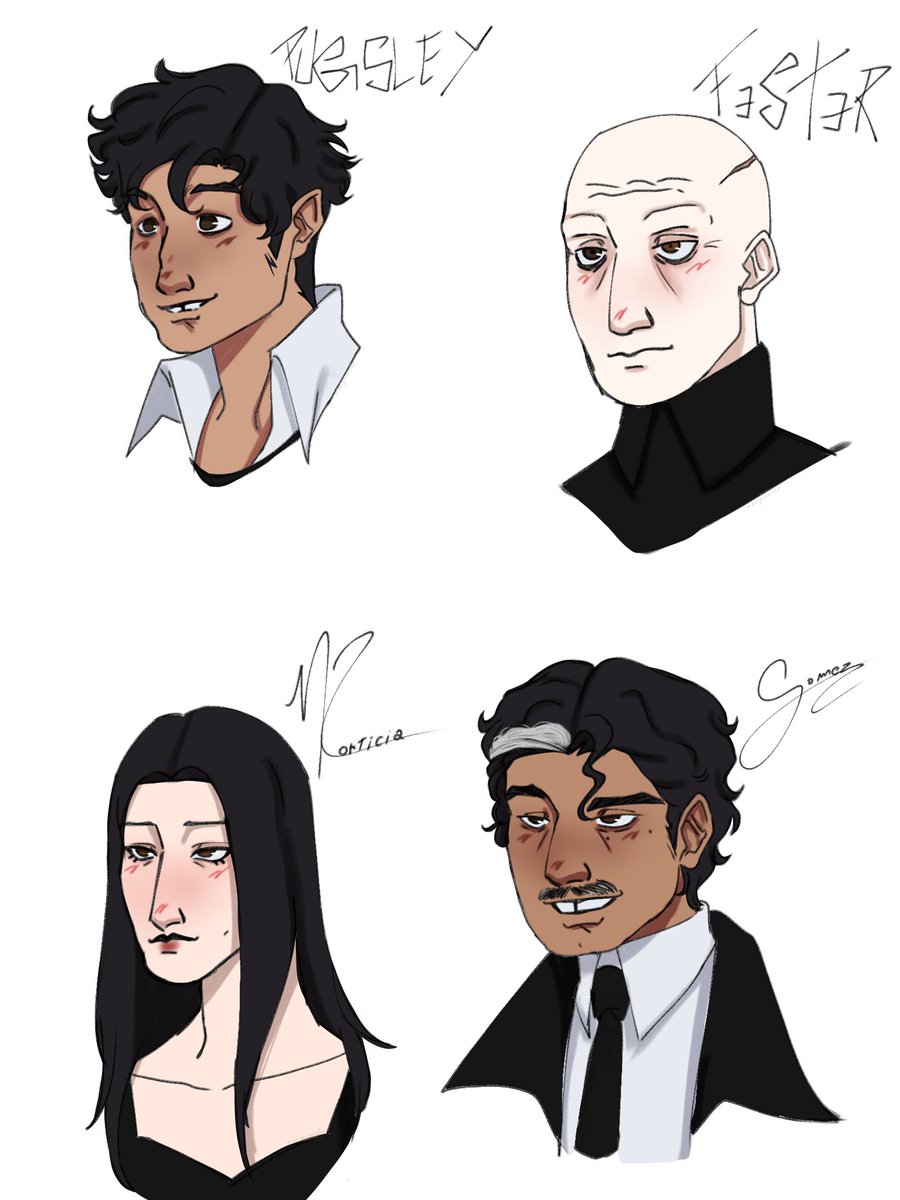 Maryccmelo's tweet photo. And i made The Addams hcs too 😎 #pugsleyaddams #festeraddams #morticiaddams #gomezaddams https://t.co/4EAKV3en29