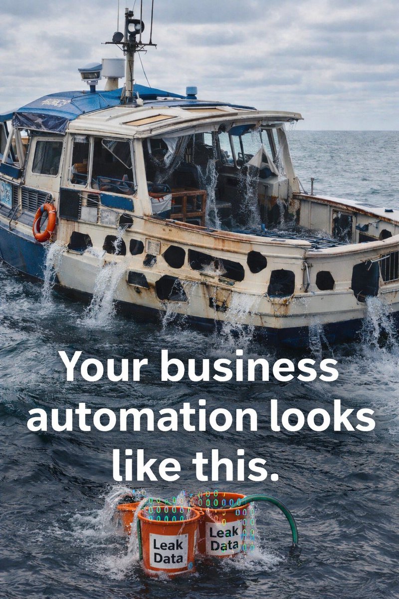 WinterSara07's tweet photo. This is what happens when automation is slapped together with hype, no design, and zero guardrails.

More AI tools won’t save a sinking system.
Build it right… or keep bailing water.

💡I’m into fixing it. 

Reach out to us at @viviscape https://t.co/joVUlHUzFN