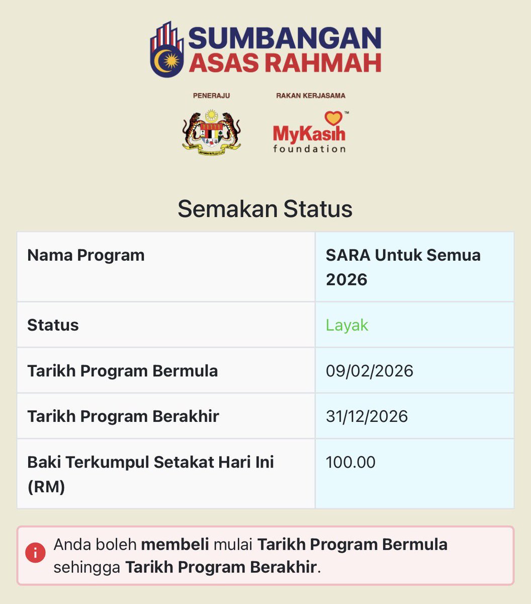 kewangangraduan's tweet image. SARA untuk semua (One-off RM100)