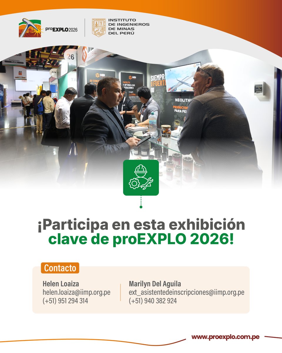 Pro_Explo's tweet photo. 📌 Sé parte del Congreso de Prospectores y Exploradores más importante de Latinoamérica y participa de esta zona estratégica de exhibición.

👉 Inscríbete aquí: https://t.co/i3RjRv2jF7

📅 04 al 06 de mayo de 2026
📍 Centro de Exposiciones Jockey – Lima

#proEXPLO2026 #CoreShack https://t.co/DfskfWDGQQ