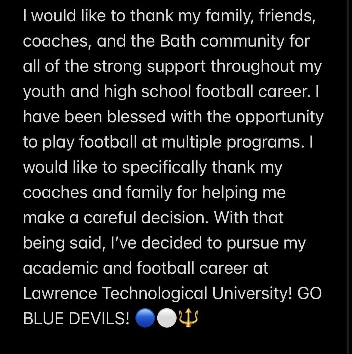 KeeganHunt26's tweet photo. 100% COMMITTED!🔵⚪️🔱
@LTU_FB @LTUAthletics @CoachOlejniczak @_coachbporter https://t.co/kmTz2musS4