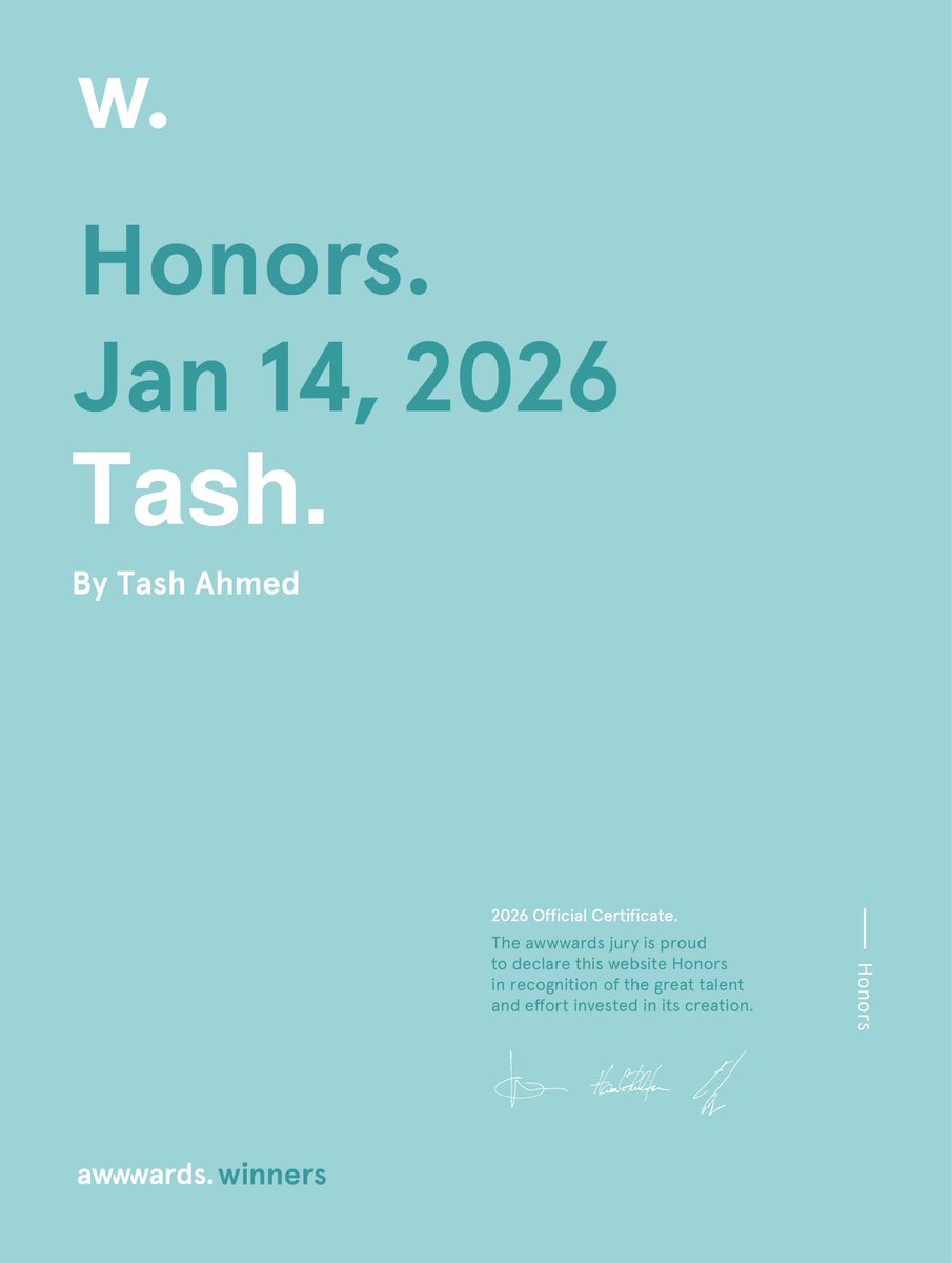 tashfene's tweet image. Got some praise from #awwwards for tashfeen.me 😇