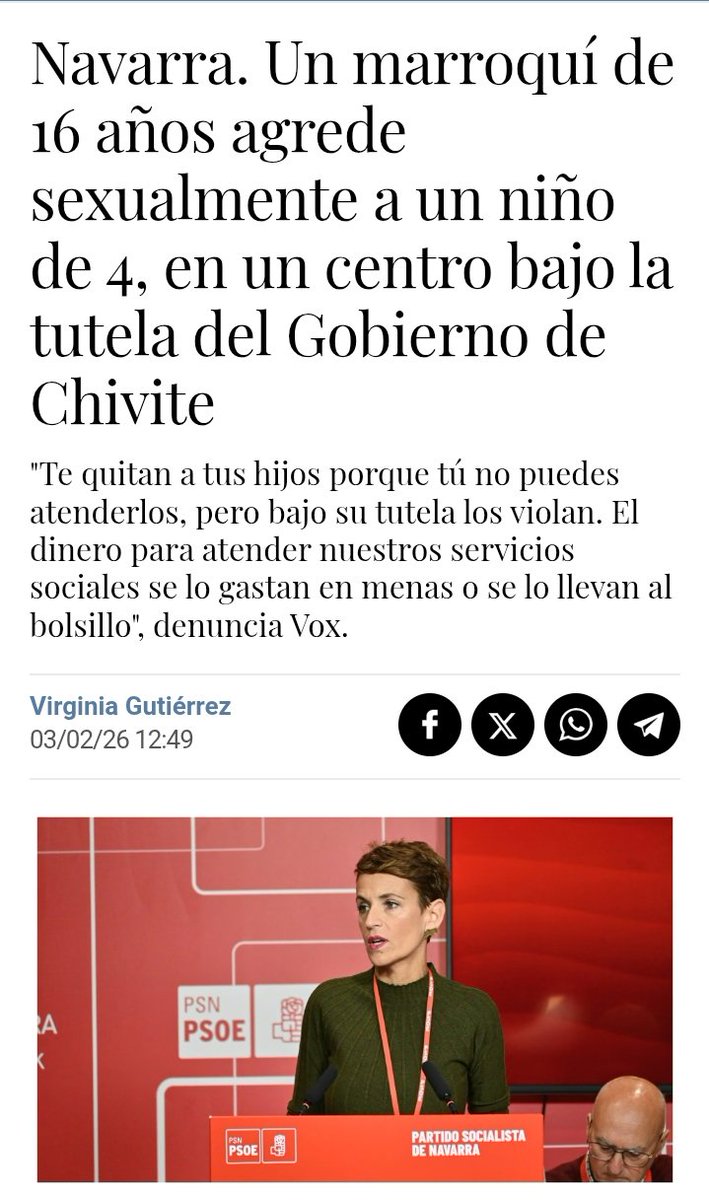 alimaña marroquí viola a un niño de 4 años, el centro de acogida se lo ocultan a la madre y lo intenta callar a medios ¿Por qué? Pues ya lo sabemos, siempre son los mismos los salvajes,  expulsión inmediata y para siempre, España no puede mantener parásitos criminales. Chivite🤐