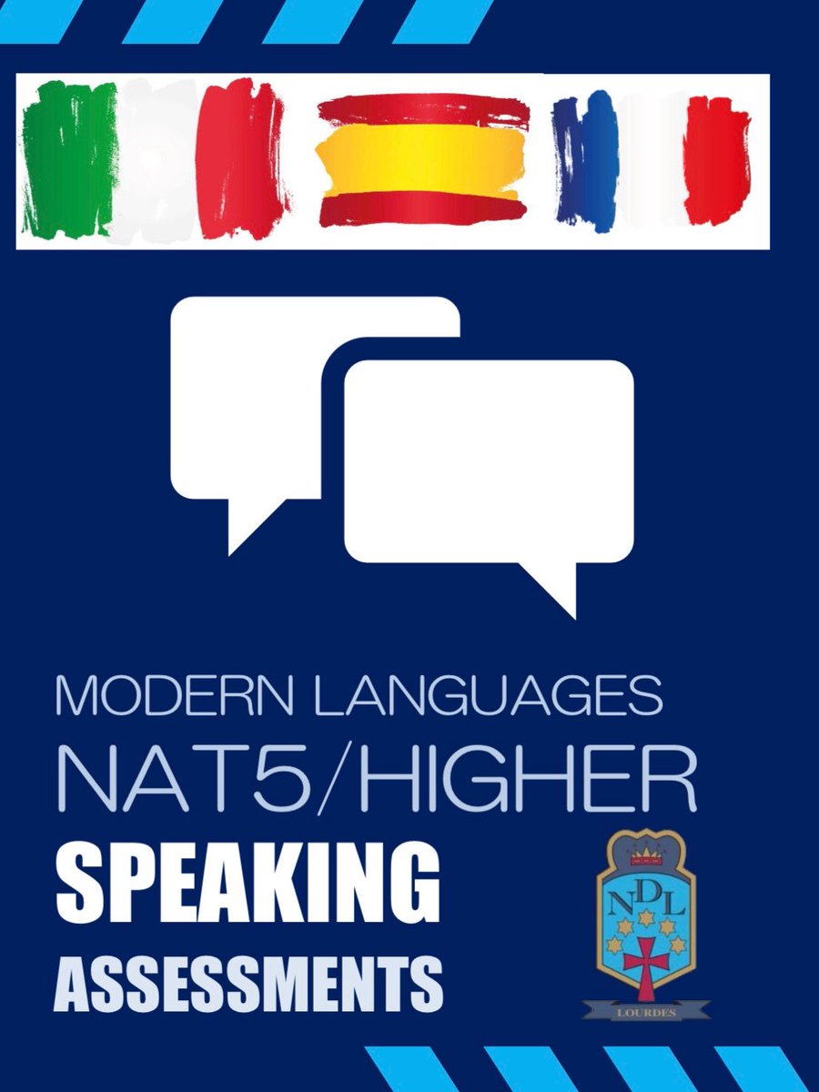 LourdesSec's tweet photo. Next Monday-Thursday are the N5 and Higher French, Spanish and Italian Speaking Exams! It’s worth 25% so make sure you’re memorising and practicing at home. https://t.co/WkbyLHuj5D