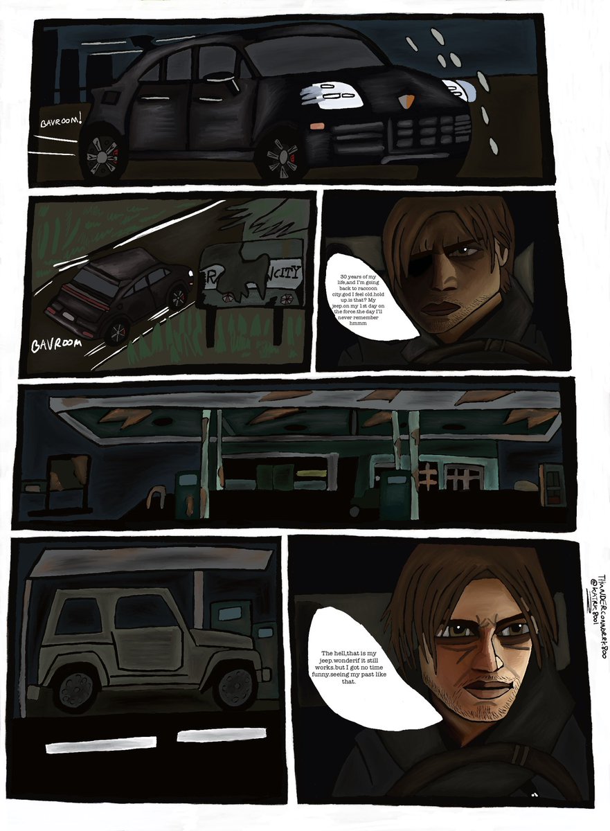 Resident evil style comic Leon s Kennedy if he seen the old jeep on his 1st day #residentevil  #re9 #leonscottkennedy #biohazard #fanart #comic #graphic #digitalart #REBHFun
