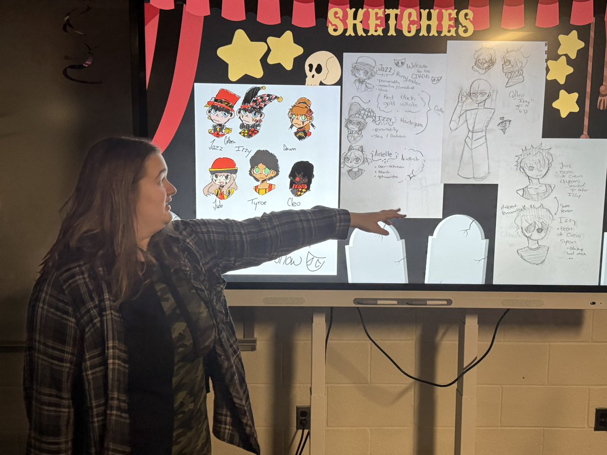 MrsClements5's tweet photo. I’m so proud of my interactive media production students practicing their capstone projects today. #CTEMonth. Projects range from character illustration, board game design and short story novel. These students are going far beyond the expected. https://t.co/yXY5VLLnJn