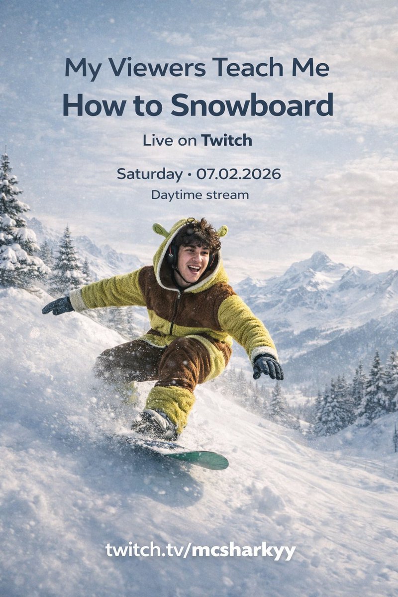 McSharkyy's tweet photo. Yo Content for yall that are bored.
Come 07.02 for the:
🔴 My Viewers Teach Me How to Snowboard 🔴
#snowboard #VCTEMEA #Minecraft #mcsharkyy #pleasefollow #mountain #thecontent https://t.co/Izk4KD513U