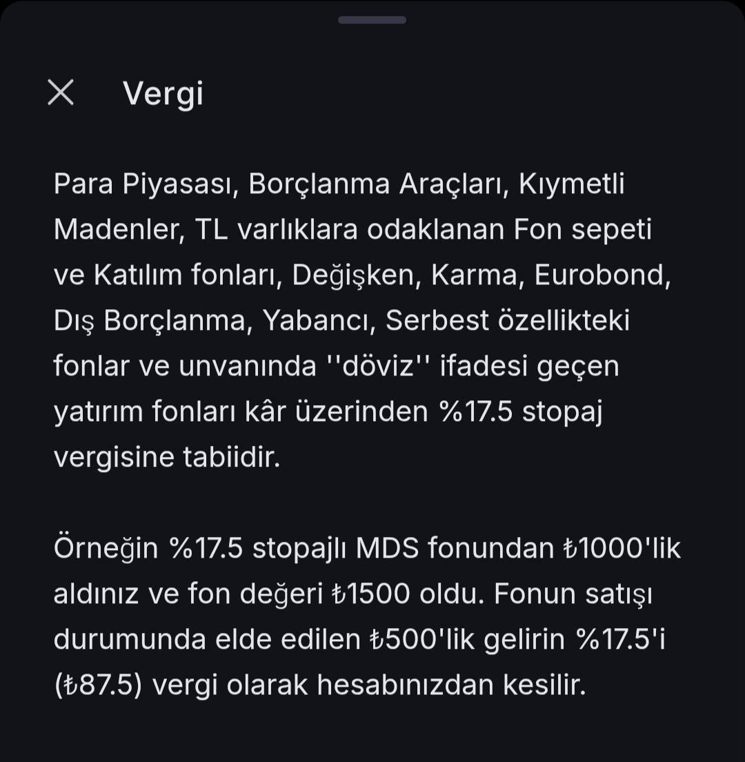 d3nizci's tweet photo. @GelirPusulasi Satış dan elde edilen getirinin %17.5 oranını devlet vergi alır. Ayrıca fonun yıllık %1 yönetim ücreti var. Bu bilgileride eklemeyi unutmamak lazım. https://t.co/BlFVftW2Xq