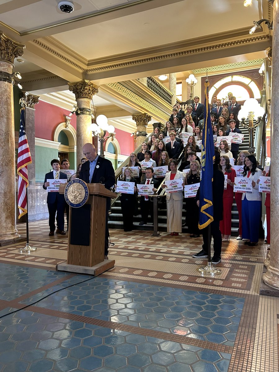 Montana just announced FULL support for Club America chapters! I’m already seeing my students’ confidence soar knowing their state has their backs. Thank you Governor <a href="/GregForMontana/">Greg Gianforte</a>!
